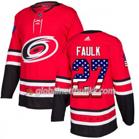 Carolina Hurricanes Hockeydrakt Justin Faulk 27 2017-2018 USA Flag Fashion Svart Adidas Authentic - Herre
